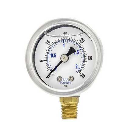 Pressure Gauge.1/8 in. NPT.1-1/2in. Mfr#: 201L-158C