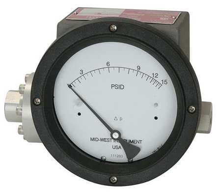 Pressure Gauge.0 to 100 In H2O. Mfr#: 240-SC-02-O(AAA)-100H