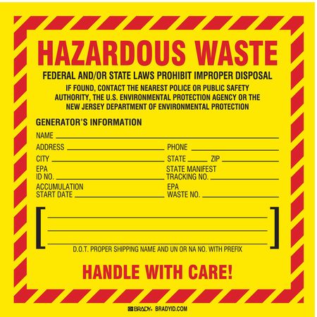 DOT Handling Label.Waste.6" W.PK100. Mfr#: 121144